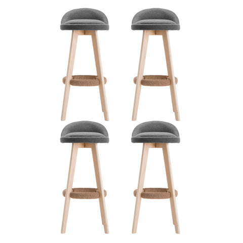 Artiss 4x Bar Stools Padded Linen Wooden Grey Chez Guru