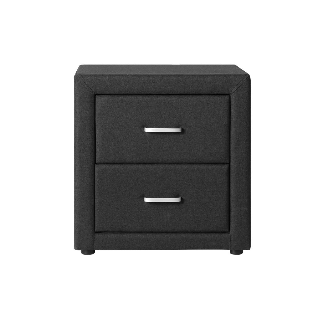Artiss Bedside Table 2 Drawers Fabric - CADEN Charcoal Chez Guru