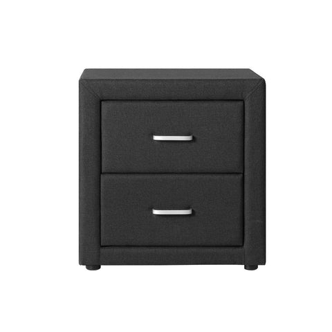 Artiss Bedside Table 2 Drawers Fabric - CADEN Charcoal Chez Guru