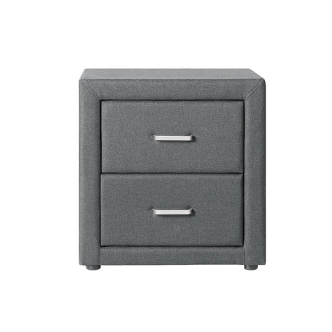 Artiss Bedside Table 2 Drawers Fabric - CADEN Grey Chez Guru