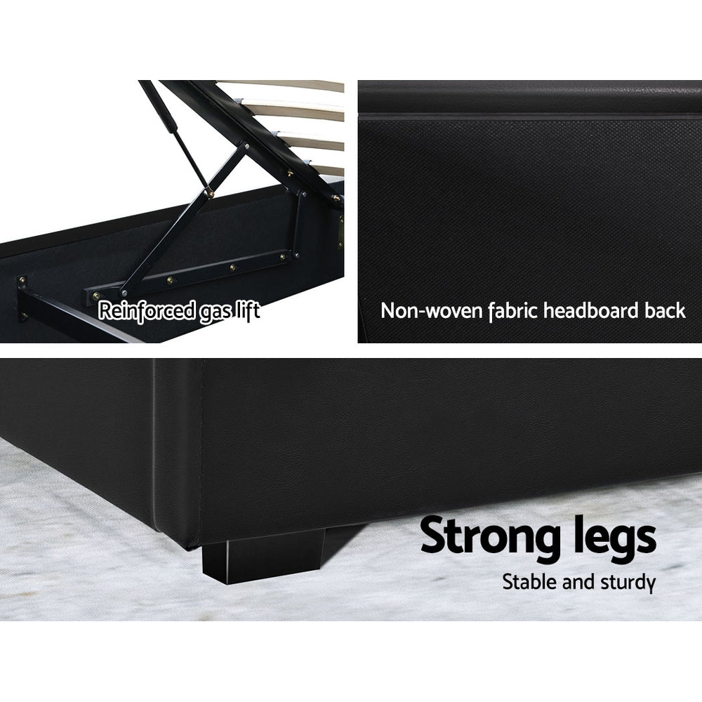 Artiss Bed Frame Queen Size LED Gas Lift Black COLE Chez Guru