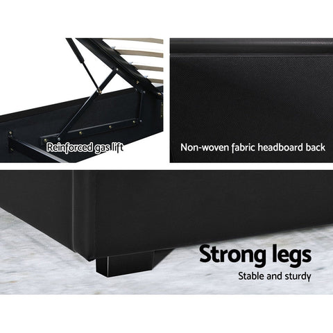 Artiss Bed Frame Queen Size LED Gas Lift Black COLE Chez Guru
