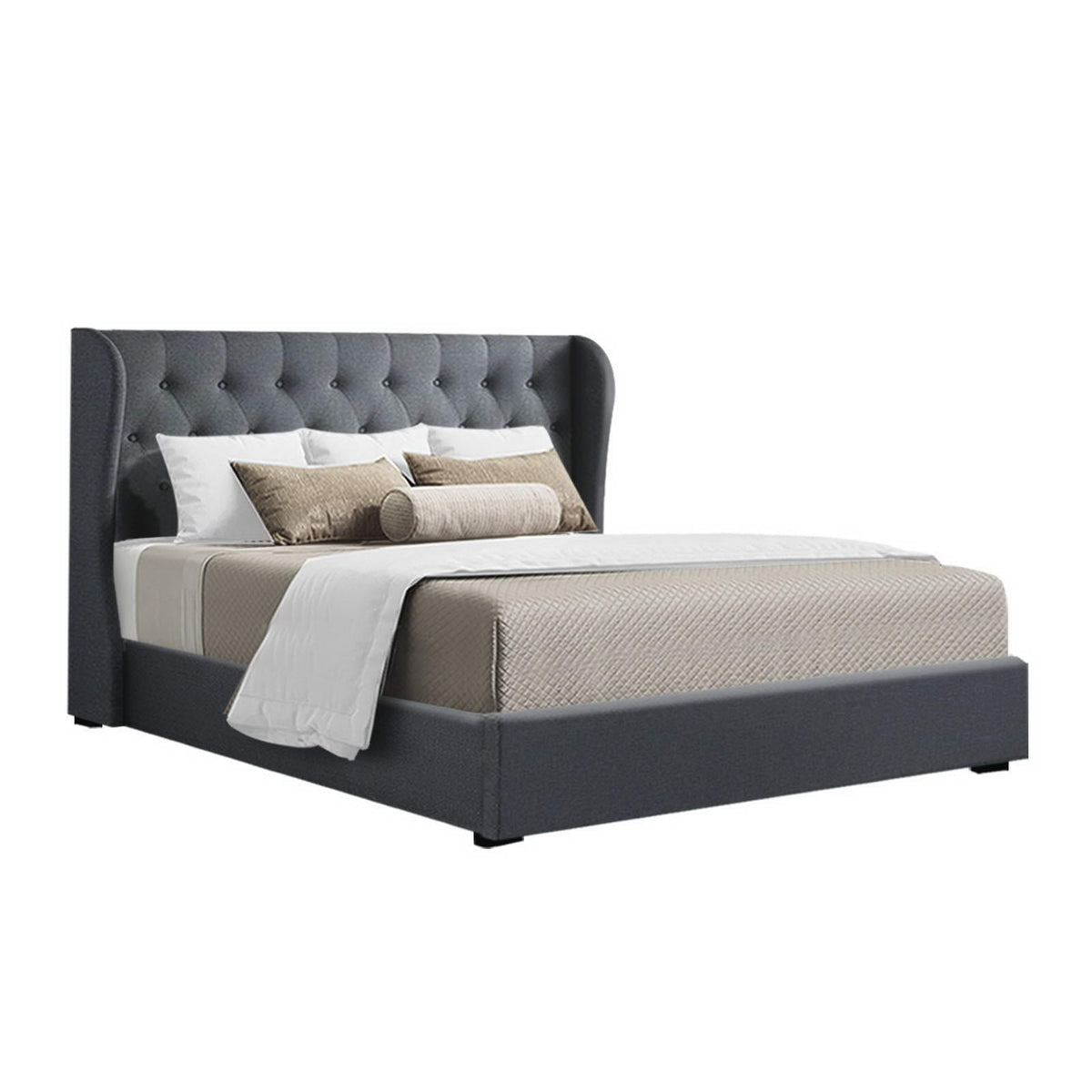 Artiss Bed Frame King Size Gas Lift Charcoal ISSA Chez Guru