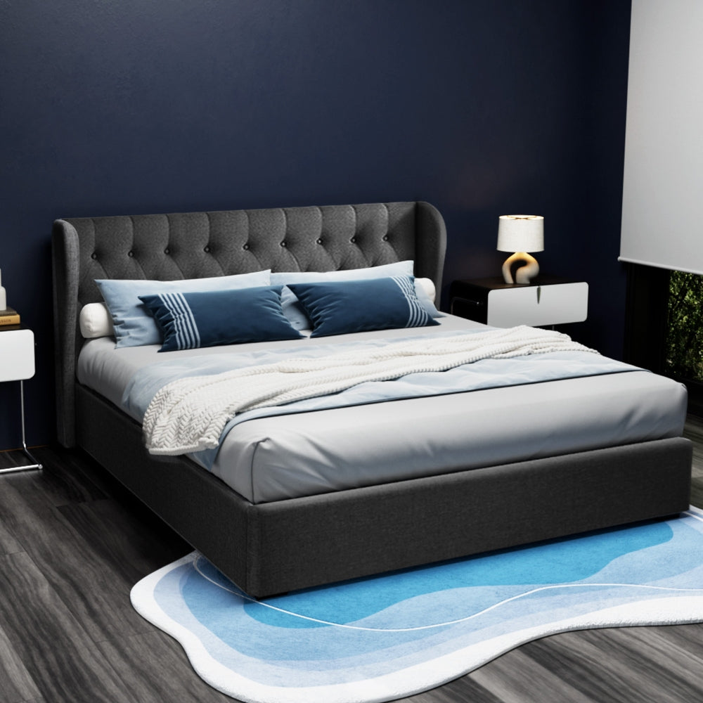 Artiss Bed Frame King Size Gas Lift Charcoal ISSA Chez Guru
