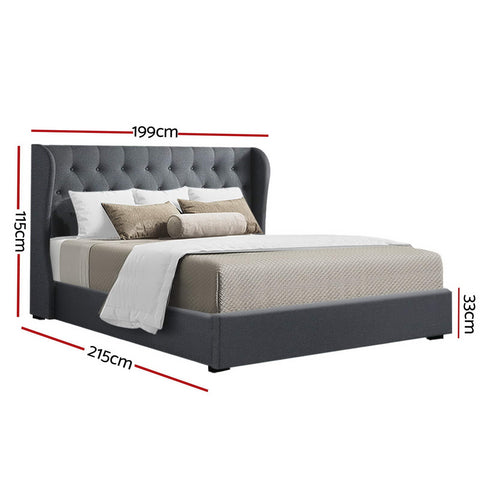 Artiss Bed Frame King Size Gas Lift Charcoal ISSA Chez Guru