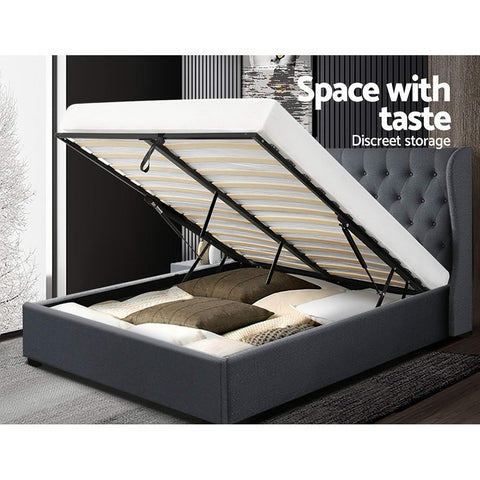 Artiss Bed Frame King Size Gas Lift Charcoal ISSA Chez Guru