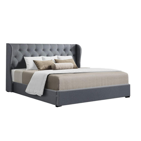 Artiss Bed Frame King Size Gas Lift Grey ISSA Chez Guru