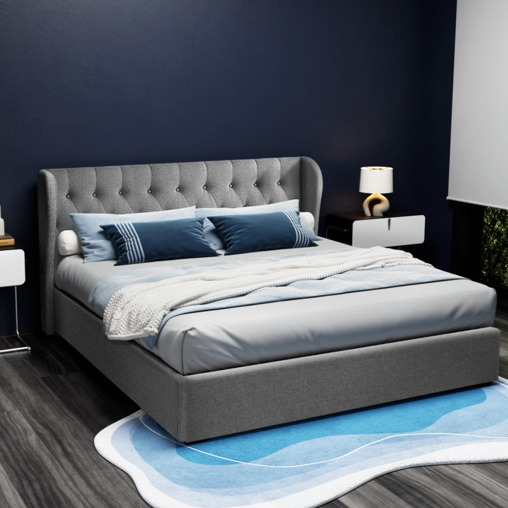 Artiss Bed Frame King Size Gas Lift Grey ISSA Chez Guru