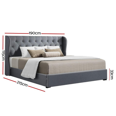 Artiss Bed Frame King Size Gas Lift Grey ISSA Chez Guru
