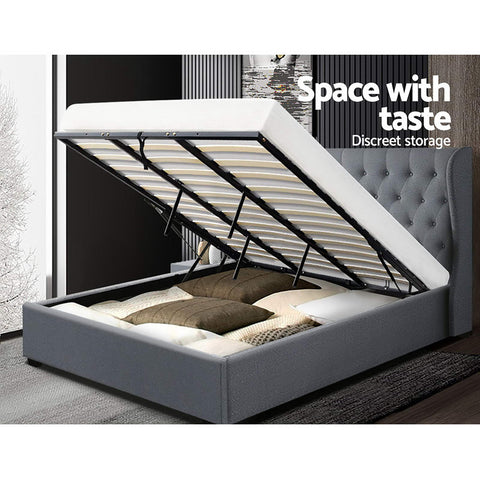 Artiss Bed Frame King Size Gas Lift Grey ISSA Chez Guru