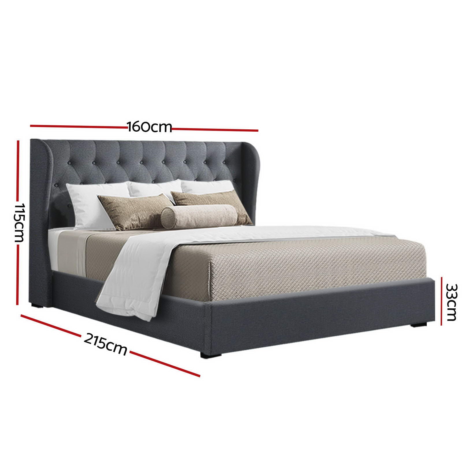 Artiss Bed Frame Queen Size Gas Lift Charcoal ISSA Chez Guru