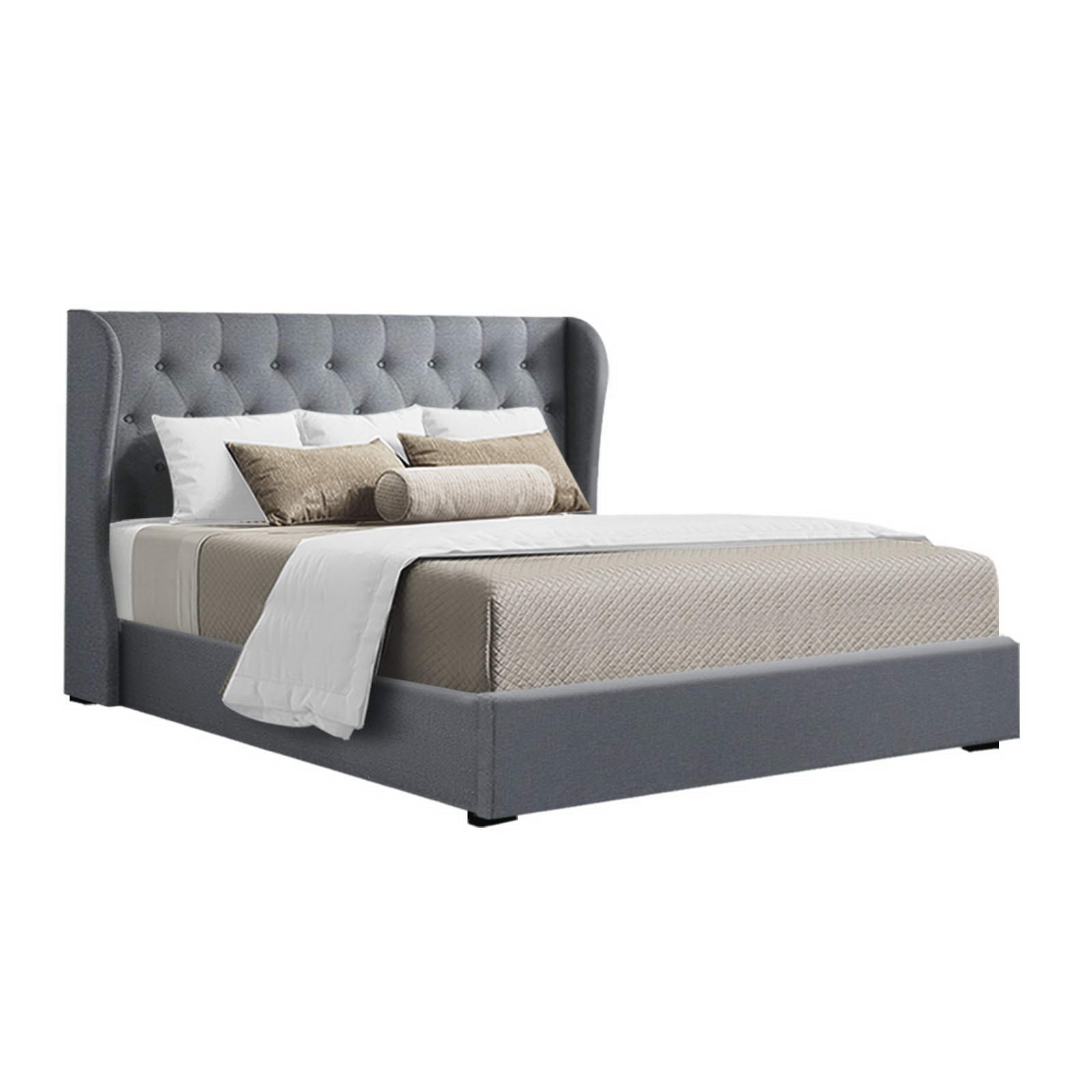 Artiss Bed Frame Queen Size Gas Lift Grey ISSA Chez Guru