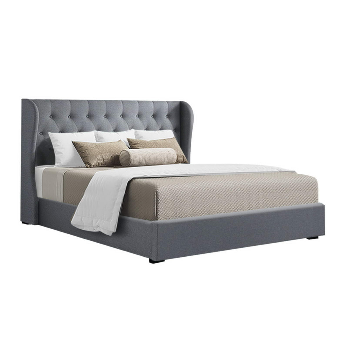 Artiss Bed Frame Queen Size Gas Lift Grey ISSA Chez Guru