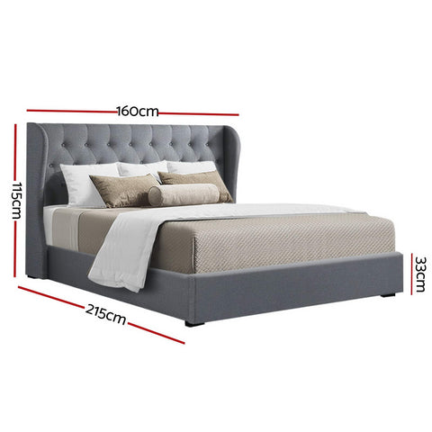 Artiss Bed Frame Queen Size Gas Lift Grey ISSA Chez Guru