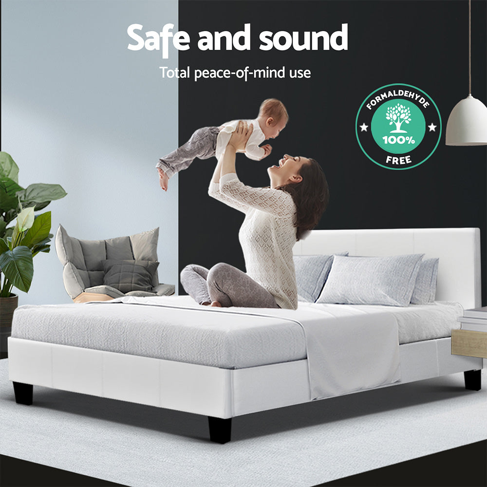 Artiss Bed Frame Double Size White NEO Chez Guru