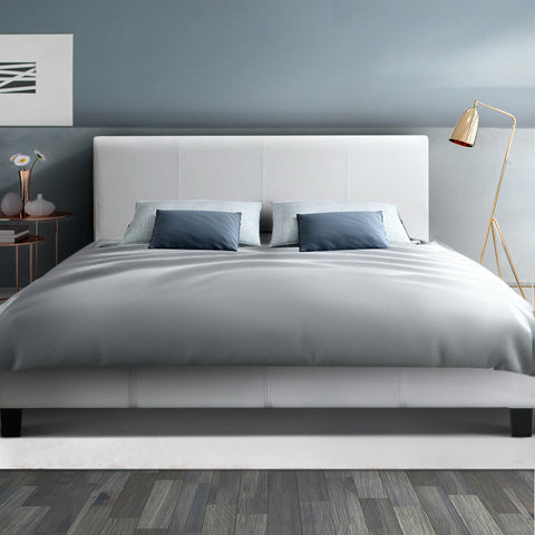Artiss Bed Frame Double Size White NEO Chez Guru