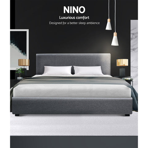 Artiss Bed Frame Double Size Gas Lift Grey NINO Chez Guru