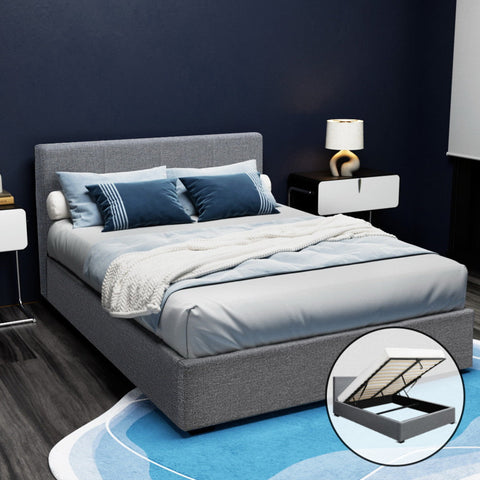 Artiss Bed Frame Double Size Gas Lift Grey NINO Chez Guru