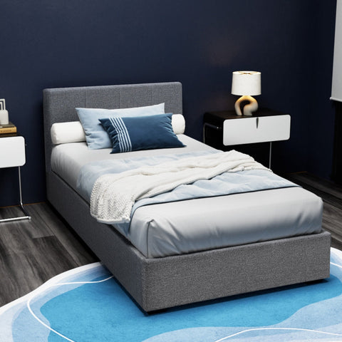 Artiss Bed Frame King Single Size Gas Lift Grey NINO Chez Guru