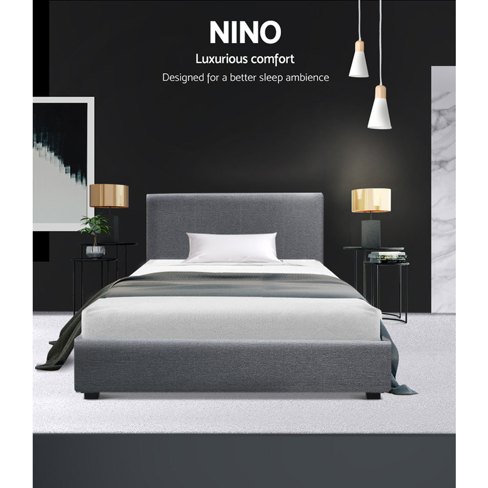 Artiss Bed Frame King Single Size Gas Lift Grey NINO Chez Guru