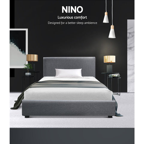 Artiss Bed Frame King Single Size Gas Lift Grey NINO Chez Guru