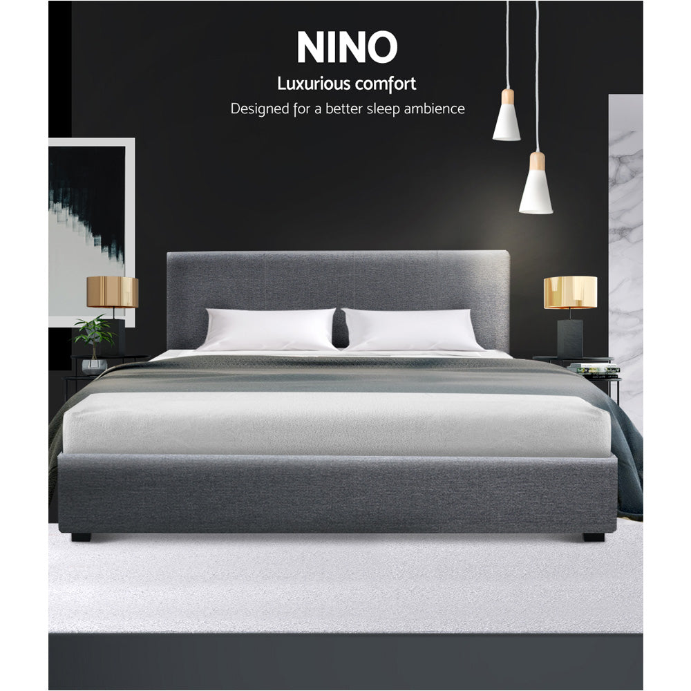 Artiss Bed Frame Queen Size Gas Lift Grey NINO Chez Guru