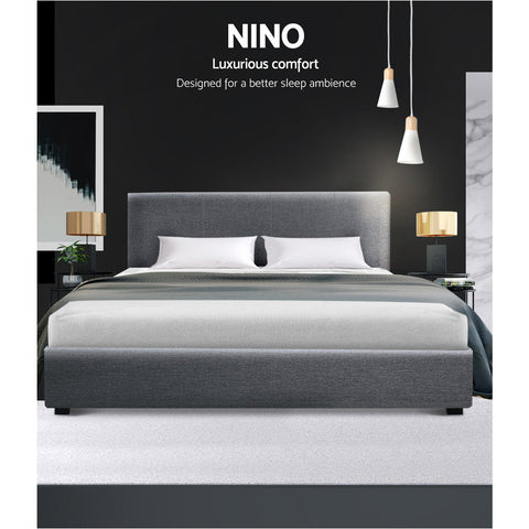 Artiss Bed Frame Queen Size Gas Lift Grey NINO Chez Guru