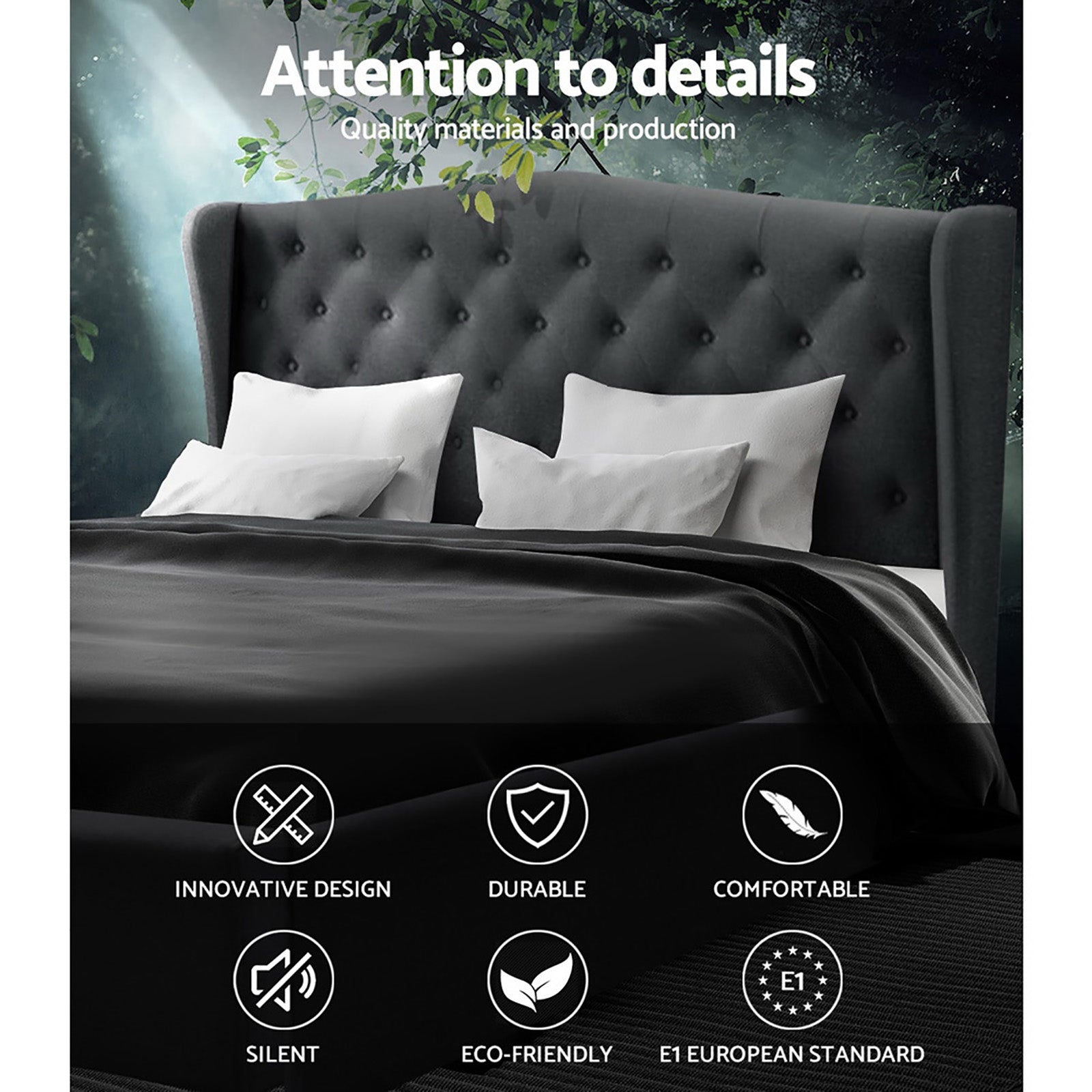 Artiss Bed Frame King Size Charcoal PIER Chez Guru