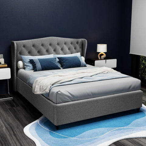 Artiss Bed Frame Queen Size Grey PIER Chez Guru
