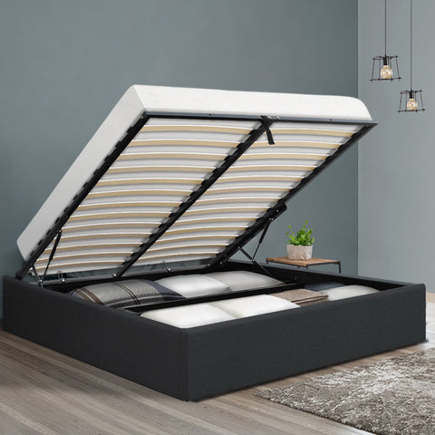 Artiss Bed Frame Double Size Gas Lift Base Charcoal TOKI Chez Guru