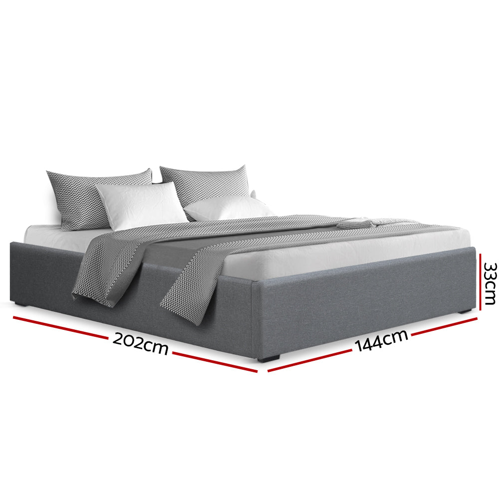 Artiss Bed Frame Double Size Gas Lift Base Grey TOKI Chez Guru