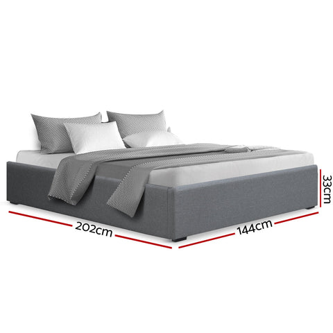 Artiss Bed Frame Double Size Gas Lift Base Grey TOKI Chez Guru