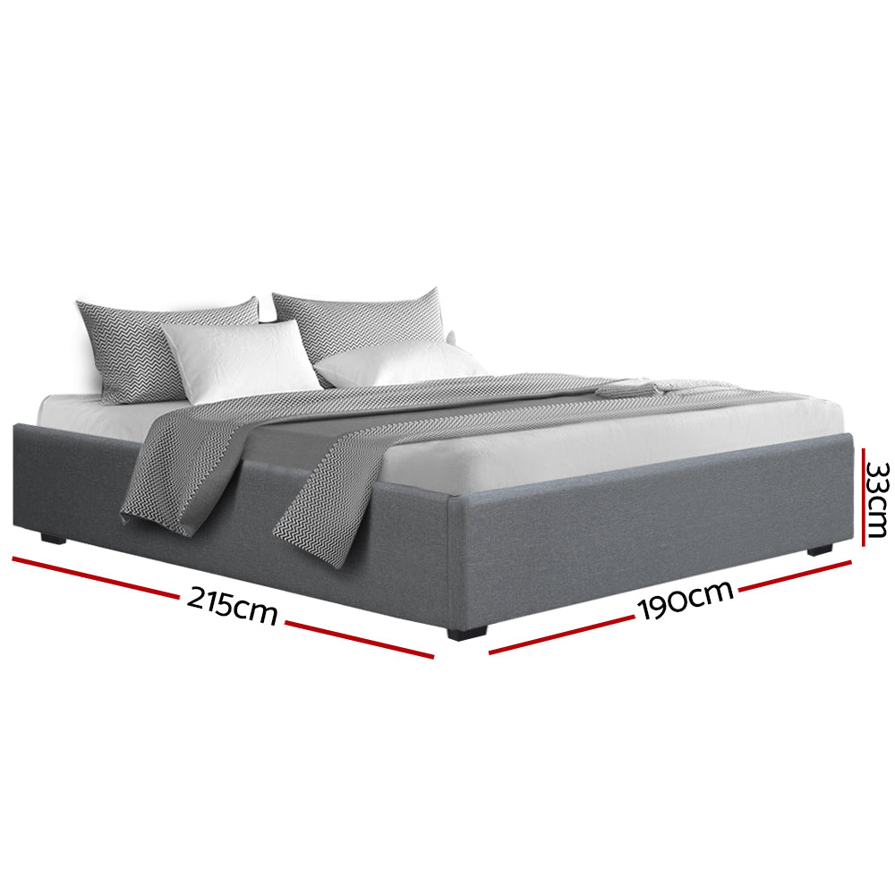 Artiss Bed Frame King Size Gas Lift Base Grey TOKI Chez Guru