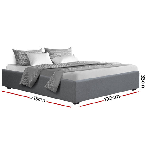 Artiss Bed Frame King Size Gas Lift Base Grey TOKI Chez Guru