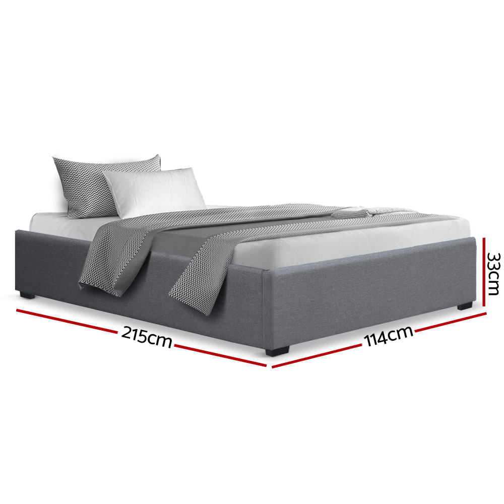 Artiss Bed Frame King Single Size Gas Lift Base Grey TOKI Chez Guru