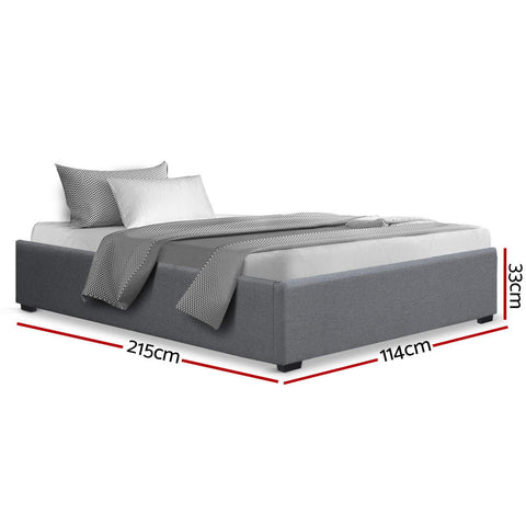 Artiss Bed Frame King Single Size Gas Lift Base Grey TOKI Chez Guru