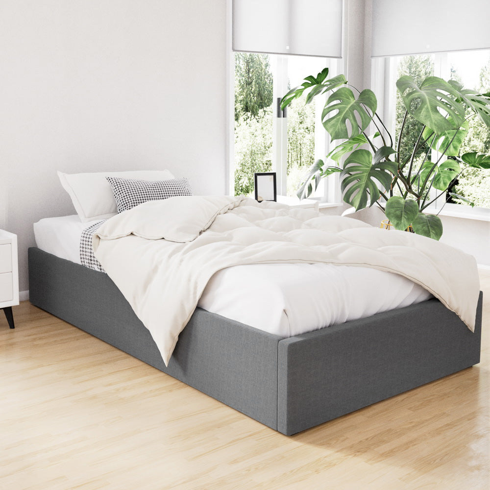 Artiss Bed Frame King Single Size Gas Lift Base Grey TOKI Chez Guru