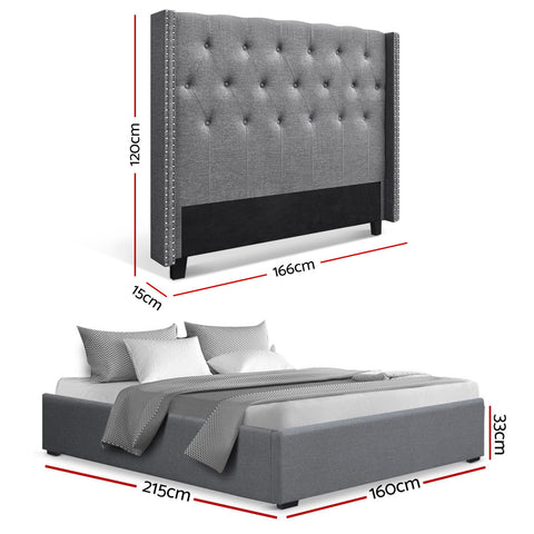Artiss Queen Bed Frame Storage Tufted Headboard Gas Lift Base Grey