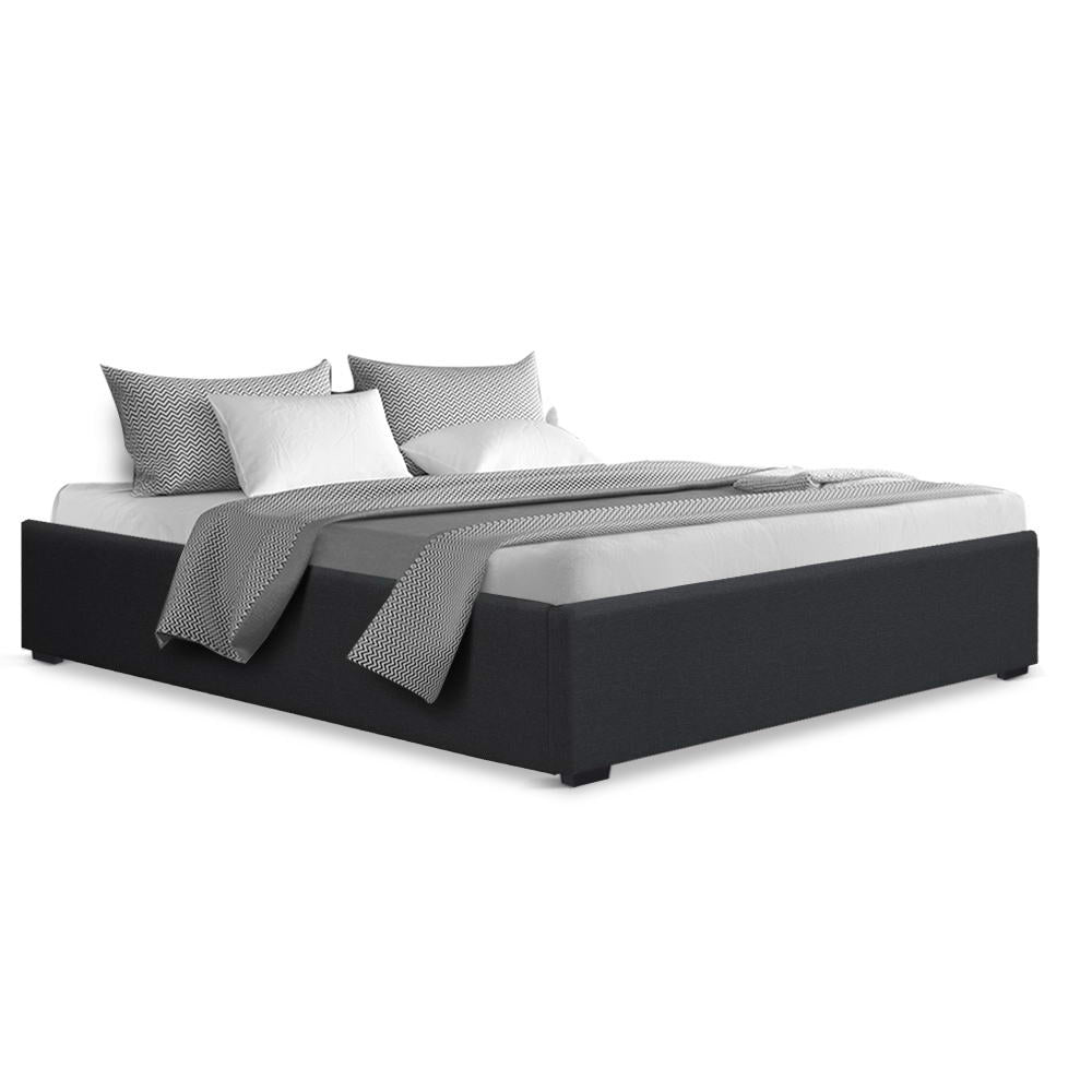Artiss Bed Frame Queen Size Gas Lift Base Charcoal TOKI Chez Guru