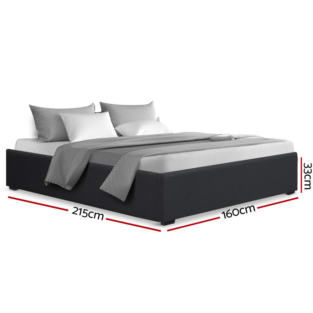 Artiss Bed Frame Queen Size Gas Lift Base Charcoal TOKI Chez Guru