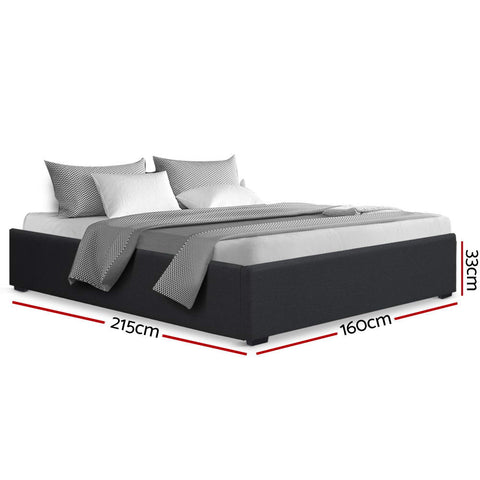 Artiss Bed Frame Queen Size Gas Lift Base Charcoal TOKI Chez Guru