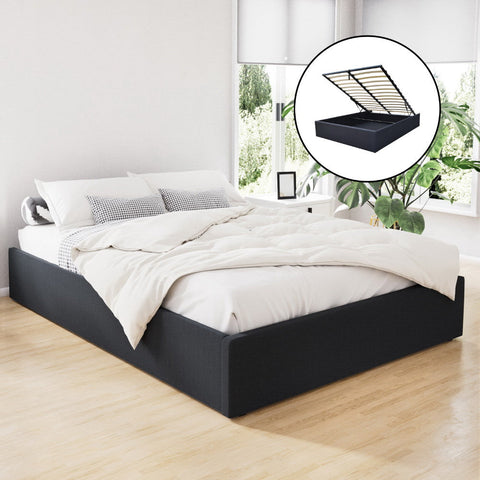 Artiss Bed Frame Queen Size Gas Lift Base Charcoal TOKI Chez Guru