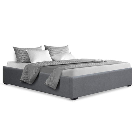 Artiss Bed Frame Queen Size Gas Lift Base Grey TOKI Chez Guru