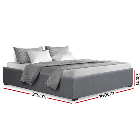 Artiss Bed Frame Queen Size Gas Lift Base Grey TOKI Chez Guru