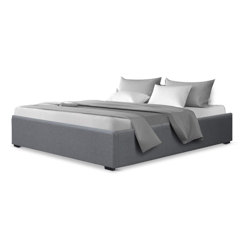 Artiss Bed Frame Queen Size Gas Lift Base Grey TOKI Chez Guru