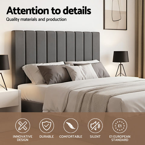 Artiss Queen Bed Frame with Storage Grey Velvet Headboard Gas Lift Platform Base