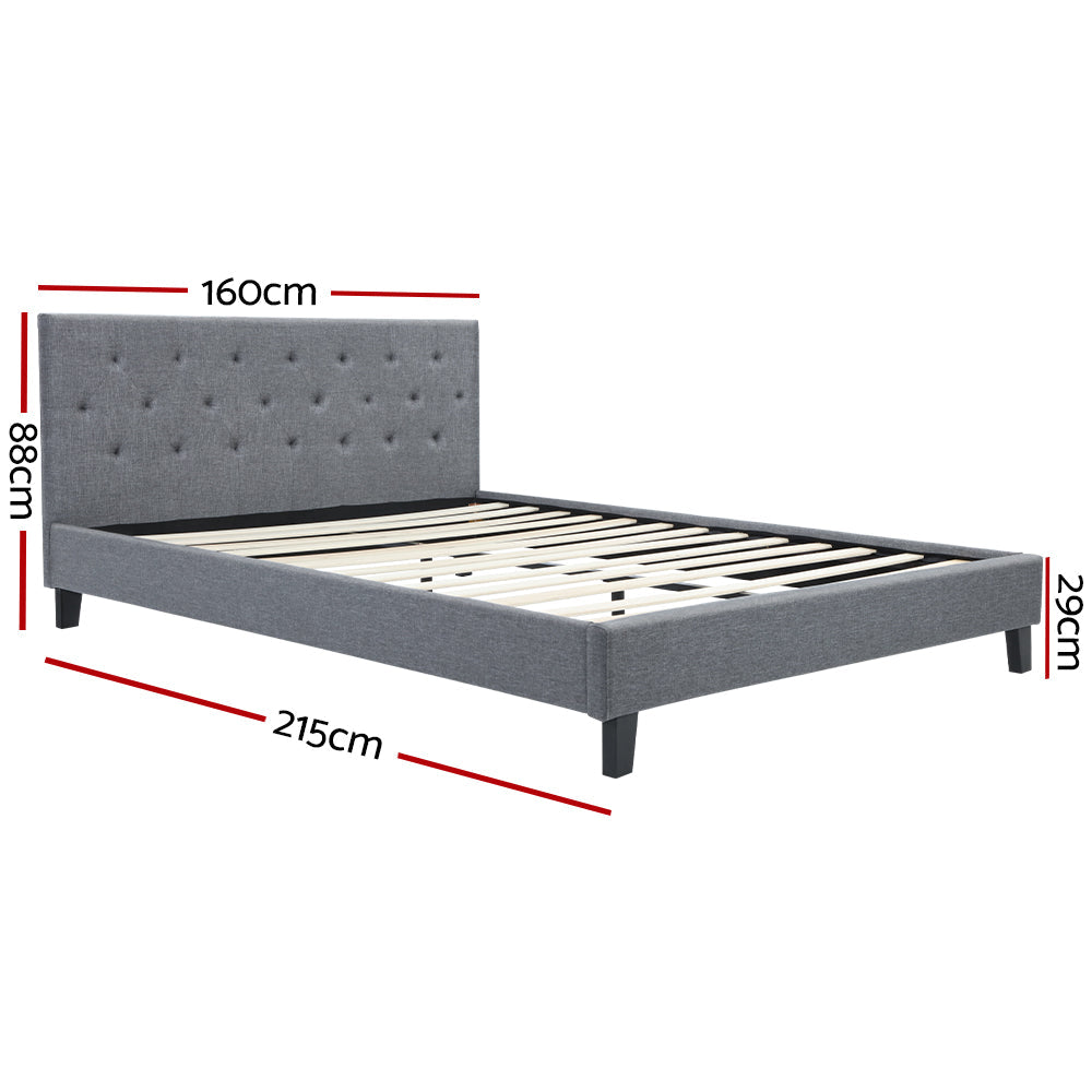 Artiss Bed Frame Queen Size Grey VANKE Chez Guru