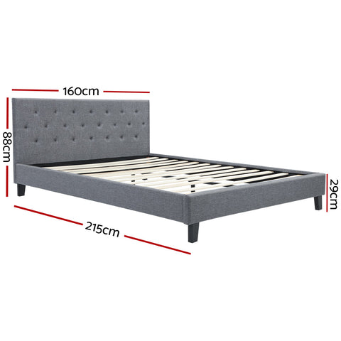 Artiss Bed Frame Queen Size Grey VANKE Chez Guru
