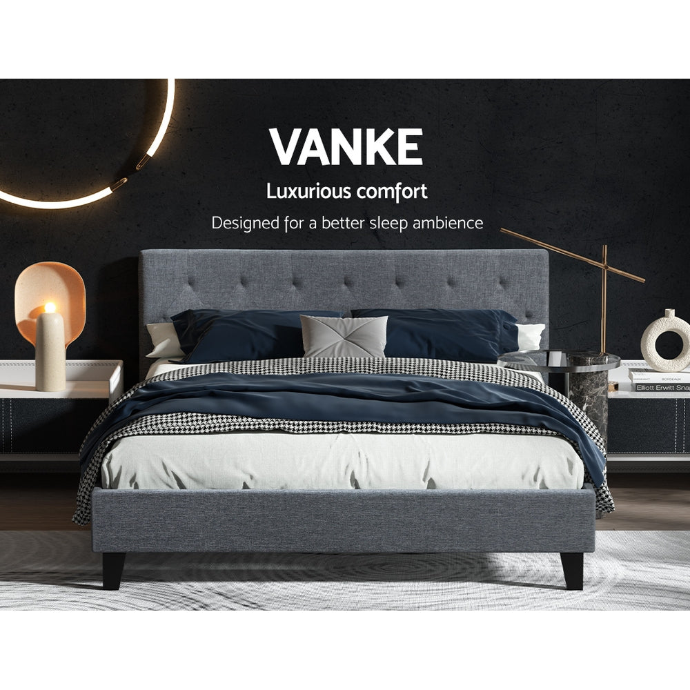 Artiss Bed Frame Queen Size Grey VANKE Chez Guru