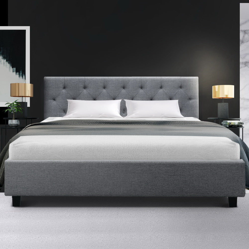 Artiss Bed Frame Queen Size Grey VANKE Chez Guru